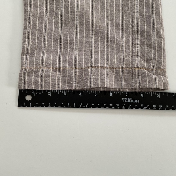 Victorias Secret Linen Blend Striped Lounge Pants Sz 4 Neutral Pull On Y2K Boho - Picture 8 of 9